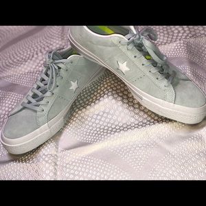 Baby blue suede Converse Cons with lunarlon